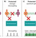 The US Department of Energy's Ames Laboratory led a team that demonstrated a protected quantum gate in a solid-state system. The physicists (c) isolated the system from forces in the environment while maintaining coherence between the nucleus and electron in the system.  This was a major step forward in quantum information processing beyond simply (a) establishing coherence between parts of a quantum system (but without isolation from the environment) or (b) decoupling all parts of the system from the environment (and each other).