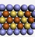 This is an illustration of the new IBN nanocomposite material which is composed of gold-copper alloy atoms in the core and platinum atoms at the outer layer.