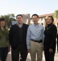 Members of the Rice team that created light-induced biochemical reactions include, from left, graduate student Lori Pretzer, professors Ramon Gonzalez, Michael Wong and Naomi Halas, and postdoctoral fellow Matthew Blankschien.