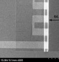 These are experimental images of a self-rolled inductor, printed on a very thin film of silicon nitrate.