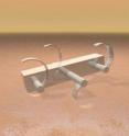 This is a simulation of a bio-inspired legged robot running on the surface of Mars using c-shaped legs. Georgia Tech researchers are studying how legged robots move on granular materials such as sand.