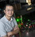 Rice undergraduate student Alberto Bremauntz, left, and postdoctoral associate Jixin Chen led the development of mbPAINT, a procedure to map the position of specific sequences along a single strand of DNA.