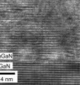 The atomic arrangement at a relaxed InGaN/GaN interface created by layer-by-layer atomic crystal growth is shown. The technique may point to new developments in solar cell efficiency.