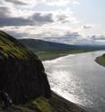 This photo taken along Kotuy River in Arctic Siberia shows the base of the Siberian Traps volcanic sequence.