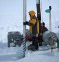 This shows ice core drilling at Summit, Greenland, in June 2007.