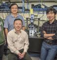 (From left) Yu Ye, Xiaobo Yin, Xiang Zhang and Ziliang Ye used  second-harmonic generation imaging to discover strong nonlinear optical resonance along the edges of single layers of molybdenum disulfide.