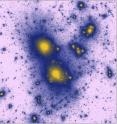 This image shows the distribution of dark matter in the universe as computed within the two-component flavor-mixed dark matter paradigm.