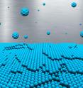 This is an artist's impression of the multilayer growth of buckyballs.