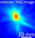 This is an image of the electron beam produced on an Yttrium-Aluminum-Garnet (YAG) phosphor screen.