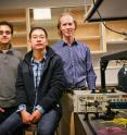 (left to right) University of Utah electrical and computer engineering associate professor, Rajesh Menon; graduate student Bing Shen; and Utah Nanofab senior optical engineer, Randy Polson, are part of a team of researchers who have developed a new polarizer that can allow more light to pass through than conventional polarizers. This could lead to LCD displays for smartphones and tablets that last longer on a battery charge and cameras that can take better pictures at low light.