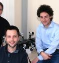 Professor Dr. Axel Schneider, Jan Paskarbeit, and professor Dr. Volker D&#252;rr (von links) are working in the major project on the walking robot Hector.