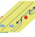 The light blue lines in this schematic illustrate a moving defect, or dislocation, in titanium. The interaction between the dislocation and an oxygen impurity (red atom) leads to the creation of additional dislocations, shown as dark blue lines.