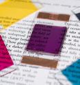 Samples show some of the colors researchers have produced in electrochromic polymers. The materials can be used for applications such as sunglasses and window tinting that can be turned on and off through the application of an electrical potential.