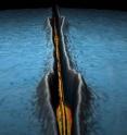 Thermal gradients associated with mild heating of a metallic carbon nanotube induces thermocapillary flows in a thin organic overcoat. The result is an open trench with the tube at the base.