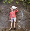 Dr. Jorge Velez-Juarbe, NHM Curator of Marine Mammals, is shown with one of the fossil skulls in the field in Panama.