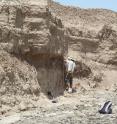 Chris Lepre of Columbia University's Lamont-Doherty Earth Observatory (back to camera) precisely dated the artifacts by analyzing layers above, around and below them for reversals in earth's magnetic field.