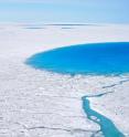 Thousands of supraglacial lakes form each spring and summer on top of the Greenland Ice Sheet. When they drain, they send torrents of water to the base of the ice sheet, lubricating the interface between rock and ice. That allows the ice sheet to flow faster to the ocean and discharge ice into ocean, which causes sea levels to rise faster