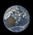 This image shows the far side of the moon, illuminated by the sun, as it crosses between the DSCOVR spacecraft's Earth Polychromatic Imaging Camera (EPIC) camera and telescope, and the Earth - one million miles away.