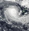 On Feb. 22, 2016 at 0200 UTC the VIIRS instrument aboard NASA-NOAA's Suomi NPP satellite captured this visible image of Tropical Cyclone Winston between Vanuatu (left) and Fiji (right).