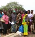 Ebola Survivor and medical team at her discharge ceremony from the Ebola Treat Unit 34th Regiment Military Hospital Freetown, Sierra Leone on Feb. 5, 2016.