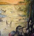 This is an artist's rendition of an early human habitat in East Africa 1.8 million years ago.