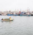Fishing boats at the harbor in Luderitz, Namibia. The small town is known for its crayfish industry.