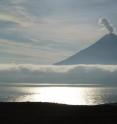 Steam and gas plume rising from Alaska's Cleveland Volcano in 2014.