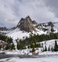 This is Sundial Peak, in the Wasatch Mountains, with Lake Blanche (elevation 8920 feet, 2718 meters) in the foreground, May 2016.