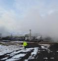 Iceland's Hellisheidi geothermal power plant is the world's largest. It is cleaner than those run on fossil fuels, but still emits carbon dioxide by venting volcanic gases.