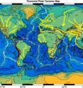 A proposed perennial plate tectonic map. Present-day plate boundaries (white lines), with hidden ancient plate boundaries that may reactivate to control plate tectonics (yellow lines). Regions where mantle lithosphere heterogeneities have been located are given by yellow crosses.