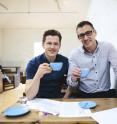 Maxwell Colonna-Dashwood (L) and Dr. Christopher Hendon (R) at the Colonna & Smalls coffee shop in Bath.