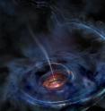 In this artist's rendering, a thick accretion disk has formed around a supermassive black hole following the tidal disruption of a star that wandered too close. Stellar debris has fallen toward the black hole and collected into a thick, chaotic disk of hot gas. Flashes of X-ray light near the center of the disk result in light echoes that allow astronomers to map the structure of the funnel-like flow, revealing -- for the first time -- strong gravity effects around a normally quiescent black hole.