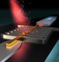 This is an artistic image of a hybrid superconductor-metal microwave detector.