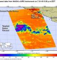 On July 31, 2016, at 5:05 p.m. EDT NASA's Aqua satellite saw strong storms with very cold cloud top temperatures (purple) in strengthening Tropical Depression 9E.