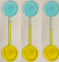 Continuous motion of a self-propelling liquid metal droplet under a pH gradient, shown at different time intervals. The droplet is placed in a fluidic channel, midway between two reservoirs filled with different electrolytes of acidic and basic nature.