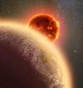This artist's conception shows the rocky exoplanet GJ 1132b, located 39 light-years from Earth. New research shows that it might possess a thin, oxygen atmosphere - but no life due to its extreme heat.