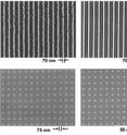 These electron microscope images show before (left column) and after (right column) examples of a new technique, developed at Princeton University, for perfecting nanometer-scale structures.