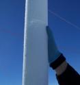 A section of the 100m ice core taken in Greenland in summer 2006. Scientists studied nitrates -- the deposited form of nitrogen isotopes -- in the core to determine that fossil fuel burning has altered the global nitrogen cycle. A section of the 100m ice core taken in Greenland in summer 2006. Scientists studied nitrates -- the deposited form of nitrogen isotopes -- in the core to determine that fossil fuel burning has altered the global nitrogen cycle.