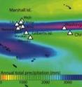 The band of heavy precipitation indicates the intertropical convergence zone. The new findings are based on sediment cores from lakes and lagoons on Palau, Washington, Christmas and Galapagos islands. The band of heavy precipitation indicates the intertropical convergence zone. The new findings are based on sediment cores from lakes and lagoons on Palau, Washington, Christmas and Galapagos islands.