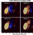This time series of radio difference images (with respect to the temporal average image) of the innermost part of M87 shows a substantial brightening of the innermost core region in spring 2008, which coincides with the period of increased very high energy gamma-ray emission.