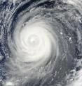 NASA's Terra satellite flew over Typhoon Choi-wan on Sept. 17 at 9:15 p.m. EDT. Note that the eye is now obscured by cirrus clouds, indicating that the typhoon's strength is waning. NASA's Terra satellite flew over Typhoon Choi-wan on Sept. 17 at 9:15 p.m. EDT. Note that the eye is now obscured by cirrus clouds, indicating that the typhoon's strength is waning.