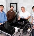 (Left to right) University of Illinois physics professor Yann Chemla, graduate student Patrick Mears, physics professor Ido Golding and graduate student Lance Min developed a technique that allows researchers to watch bacteria swim normally.