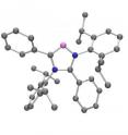 This is the molecular structure of the C5-Abnormal N-Heterocyclic Carbene (blue: nitrogen atoms; violet: abnormal carbene carbon atom; gray: normal carbon atoms). This is the molecular structure of the C5-Abnormal N-Heterocyclic Carbene (blue: nitrogen atoms; violet: abnormal carbene carbon atom; gray: normal carbon atoms).