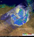 This is an image of Olga's (red tropical storm symbol) rainfall on Jan. 27, still inland from the coast of the Gulf of Carpentaria. The Tropical Rainfall Measuring Mission satellite determined that Olga was dropping light to moderate rainfall (yellow/green) along a large area of the Australia coast. This is an image of Olga's (red tropical storm symbol) rainfall on Jan. 27, still inland from the coast of the Gulf of Carpentaria. The Tropical Rainfall Measuring Mission satellite determined that Olga was dropping light to moderate rainfall (yellow/green) along a large area of the Australia coast.