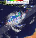 The Tropical Rainfall Measuring Mission satellite's analysis of rainfall within Tropical Storm 24S on April 22 at 0708 UTC (3:08 a.m. EDT) showed areas of light to moderate rainfall. The yellow and green areas indicate moderate rainfall between .78 to 1.57 inches per hour.