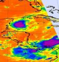 NASA's Aqua satellite flew over the remnants of Agatha and the Atmospheric Infrared Sounder instrument captured this infrared image on June 1 at 19:05 UTC (2:05 p.m. EDT), showing a rounded area of some high, cold thunderstorm tops (purple). NASA's Aqua satellite flew over the remnants of Agatha and the Atmospheric Infrared Sounder instrument captured this infrared image on June 1 at 19:05 UTC (2:05 p.m. EDT), showing a rounded area of some high, cold thunderstorm tops (purple).