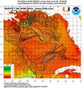 This sampling plan was put together by scientists aboard the R/V F.G. Walton Smith using particle trajectories calculated by the University of Miami  Rosenstiel School of Marine & Atmospheric Science’s Coastal Shelf Modeling Group, in combination with information provided by Roffer’s Ocean Fishing Forecast Service and remotely sensed images from UM’s Center for Southeastern Tropical Advanced Remote Sensing.