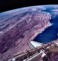 This is the Zagros mountain belt in western Iran as seen from the space shuttle Atlantis. The range forms part of the most extensive belt of water-soluble gypsum on Earth, stretching from Oman to Pakistan, and well into Western India. Scientists suggest that the dissolution of ancient salt deposits caused drastic changes in seawater chemistry, which may have triggered long-term global cooling. This is the Zagros mountain belt in western Iran as seen from the space shuttle Atlantis. The range forms part of the most extensive belt of water-soluble gypsum on Earth, stretching from Oman to Pakistan, and well into Western India. Scientists suggest that the dissolution of ancient salt deposits caused drastic changes in seawater chemistry, which may have triggered long-term global cooling.
