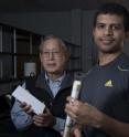 New research by George Hirasaki (left) and Sumedh Warudkar, Rice University, suggests that process optimization will allow engineers to significantly reduce the "parasitic" power costs of removing carbon dioxide from the exhaust of coal-fired power plants. New research by George Hirasaki (left) and Sumedh Warudkar, Rice University, suggests that process optimization will allow engineers to significantly reduce the "parasitic" power costs of removing carbon dioxide from the exhaust of coal-fired power plants.