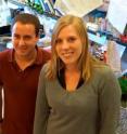 From left are Christopher Hayes, Sanna Koskiniemi, and James Lamoureux in the Hayes laboratory at UCSB.